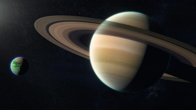 View of Saturn and Titan moon
