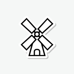 Windmill sticker icon isolated on gray background