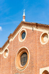 Facade of Church Santa Maria delle Grazie in Milan, Italy.