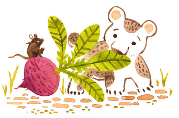 くまと赤いかぶ