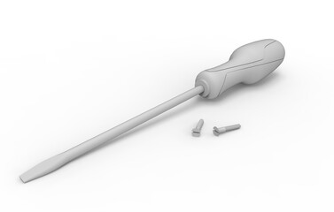 3D rendering screwdriver grey 