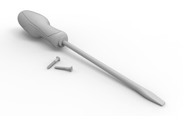 3D rendering screwdriver grey 