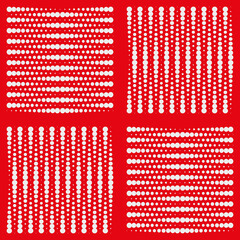 Dotted lines broken into squares, simple shape vector symbol icon design. Beautiful illustration of a white drawing on a red background.