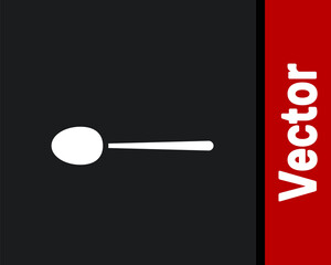 White Spoon icon isolated on black background. Cooking utensil. Cutlery sign. Vector Illustration.