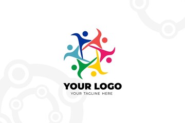 Colorful Isolated Teamwork Logo Template