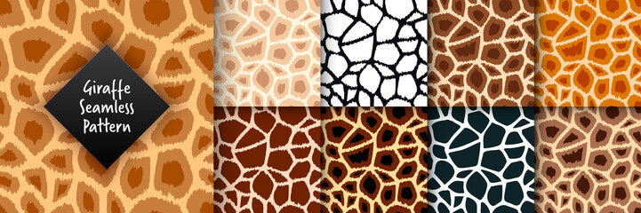 Trendy giraffe seamless pattern set. Hand drawn wild animal skin texture collection for fashion print design, fabric, textile, cover, wrapping paper, background, wallpaper. Vector illustration © Ketmut