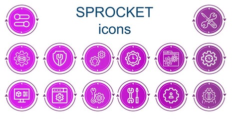 Editable 14 sprocket icons for web and mobile