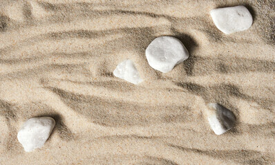 Fototapeta na wymiar beautiful sea background. yellow sand with white stones