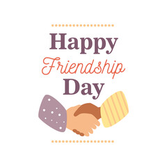 Happy friendship day with handshake detailed style icon vector design