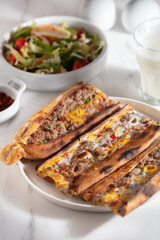 Assorted Turkish foodset. pide with meat , pide with egg, pide mix, lachmajun