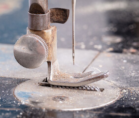 Antique, vintage sewing machine close-up