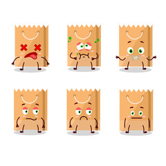 Fototapeta premium Grocery bag cartoon character with nope expression