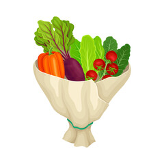 Bouquet of Fresh Vegetables Wrapped in Paper Vector Illustration