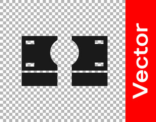 Black Stacks paper money cash icon isolated on transparent background. Money banknotes stacks. Bill currency. Vector Illustration.