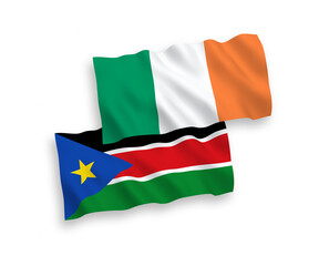 Flags of Ireland and Republic of South Sudan on a white background