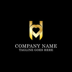 Letter Love H abstract logo design,H in Love logo template