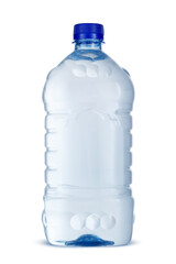 Small bottle of mineral water in plastic isolated on white