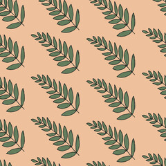 Herbal sketchy seamless background pattern with nature elements.