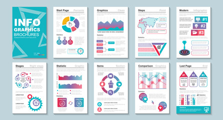 Infographic brochures data visualization vector design template. Can be used for info graphic, resume and cv, web, print, magazine, poster, flyer, brochure, annual report, marketing, advertising.
