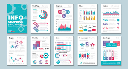 Fototapeta na wymiar Infographic brochures data visualization vector design template. Can be used for info graphic, resume and cv, web, print, magazine, poster, flyer, brochure, annual report, marketing, advertising.