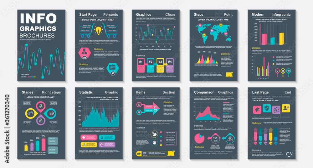 Aufkleber infographic brochures data visualization vector design template. can be used for info graphic, resum