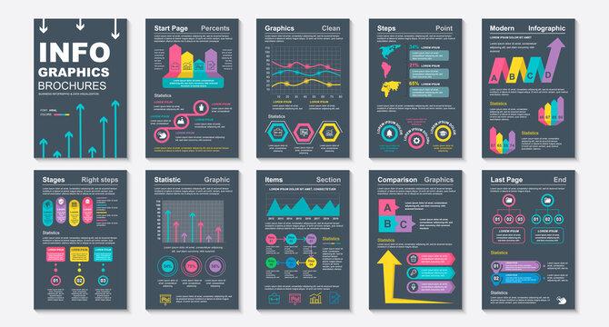 Infographic brochures data visualization vector design template. Can be used for info graphic, resume and cv, web, print, magazine, poster, flyer, brochure, annual report, marketing, advertising.