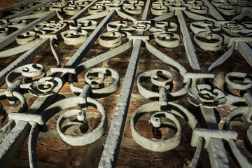 detail of the an old iron door