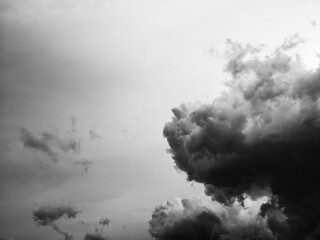 Background of dark and gray clouds in the sky before rain.
