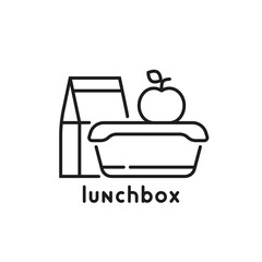 school lunchbox thin line icon