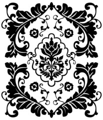Classic decorative vintage ornament floral black and white vector backround