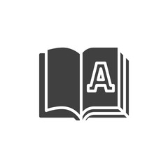 Vocabulary book vector icon. filled flat sign for mobile concept and web design. Dictionary book glyph icon. Symbol, logo illustration. Vector graphics