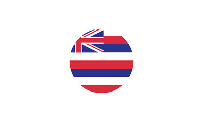 Hawaii flag circle U.S. state vector illustration