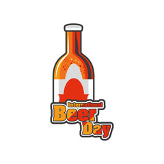 International beer day with gold bottle detailed style icon vector design