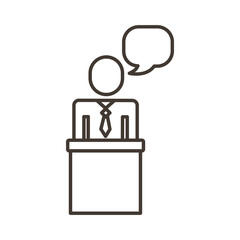 businessman figure with speech bubble in stage line style icon