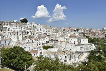 Panoramic view of the old town of Monte Sant'Angelo in the Puglia region, Italy.