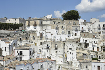 Fototapeta na wymiar Panoramic view of the old town of Monte Sant'Angelo in the Puglia region, Italy.