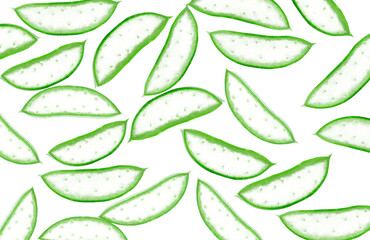 Aloe vera slice seamless pattern texture for background. Top view. Flat lay.