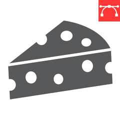 Cheese glyph icon, food and keto diet, dairy sign vector graphics, editable stroke solid icon, eps 10.
