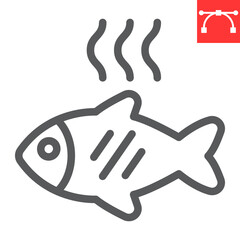 Barbecue fish line icon, food and keto diet, fried fish sign vector graphics, editable stroke linear icon, eps 10.