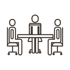 Fototapeta premium businessmen teamwork figures in table line style icon