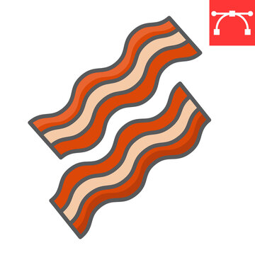 Bacon color line icon, food and keto diet, bacon stripes sign vector graphics, editable stroke colorful linear icon, eps 10.