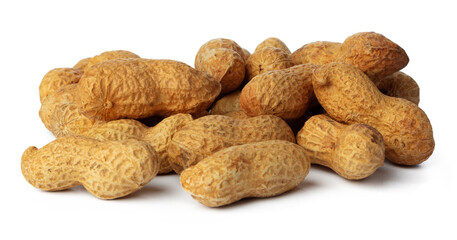 Peanuts in shell isolated on white background