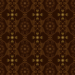 Modern circle pattern on Solo batik with elegant dark brown color design