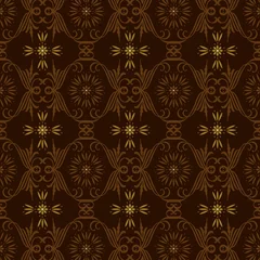 Zelfklevend Fotobehang Modern circle pattern on Solo batik with elegant dark brown color design © City