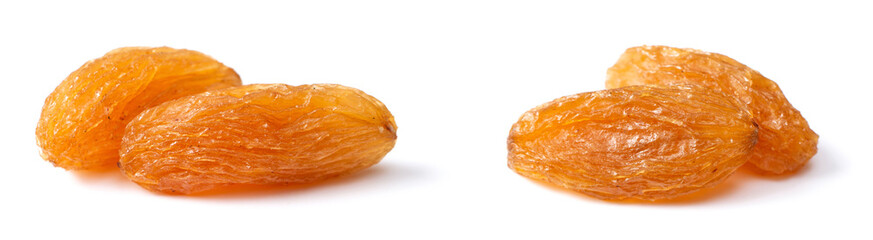 close up of raisin isolated on white background