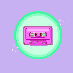 Fototapeta premium Retro Audio cassette Modern flat style vector illustration Posters postcards greeting cards banners packaging headers template