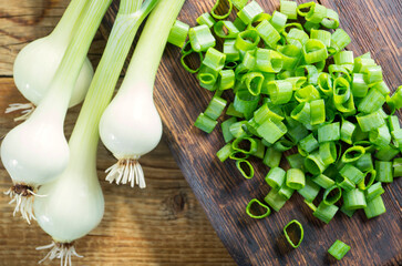 young green sliced onions.