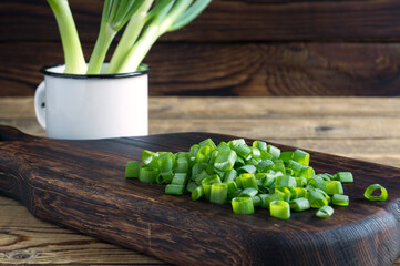 young green sliced onions.