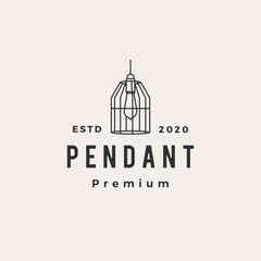 industrial pendant lamp hanging light interior hipster vintage logo vector icon illustration