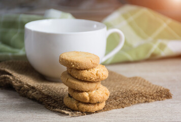 Group of cookie on desk,soft focus.